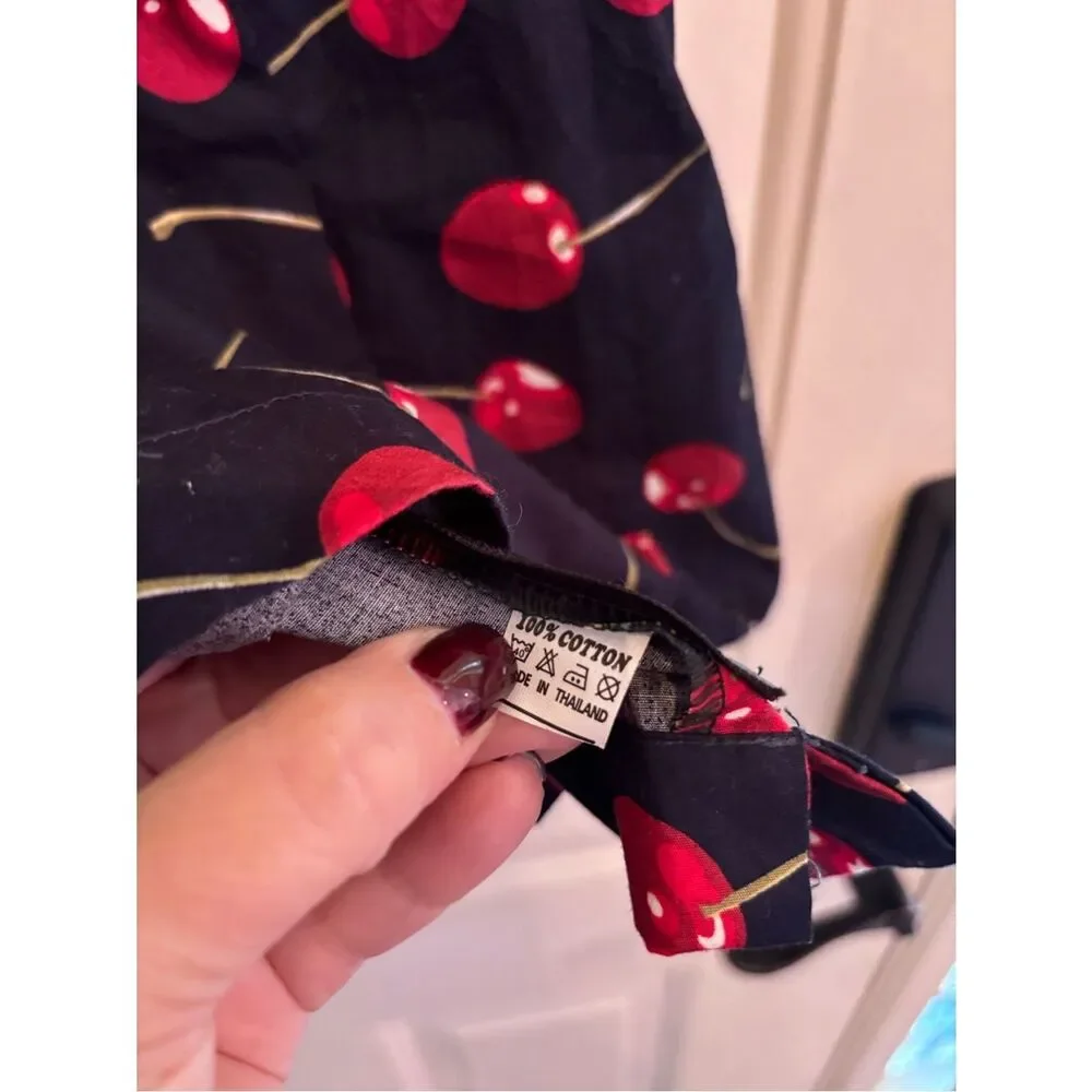 Black Cherry Print Puff Sleeve Top - Picture 4 of 5